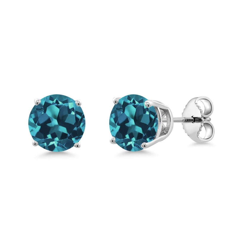 Gem Stone King 2-4 Cttw Round Gemstone Birthstone Stud Earrings For Women Men | 925 Sterling Silver | Round 7MM | Fine Jewelry Gifts for Her Mom Women Wife Men - Image 1